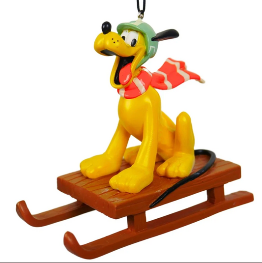 Pluto på slede - retro juletrepynt fra Disney