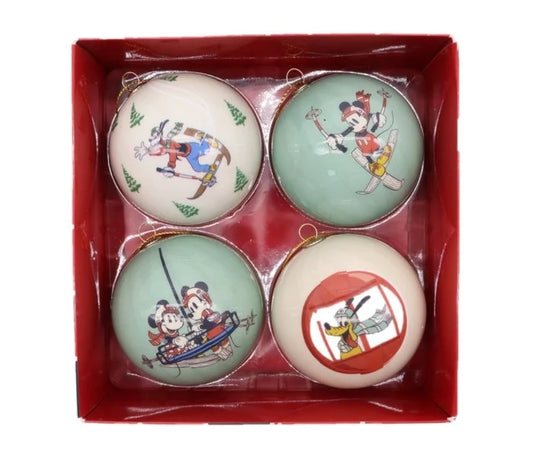 Sett med Mikke Mus julekuler - 4 stk fra Disney 75mm