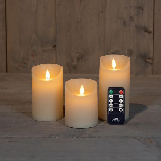 Ivory elektriske kubbelys - bevegelig LED flamme.