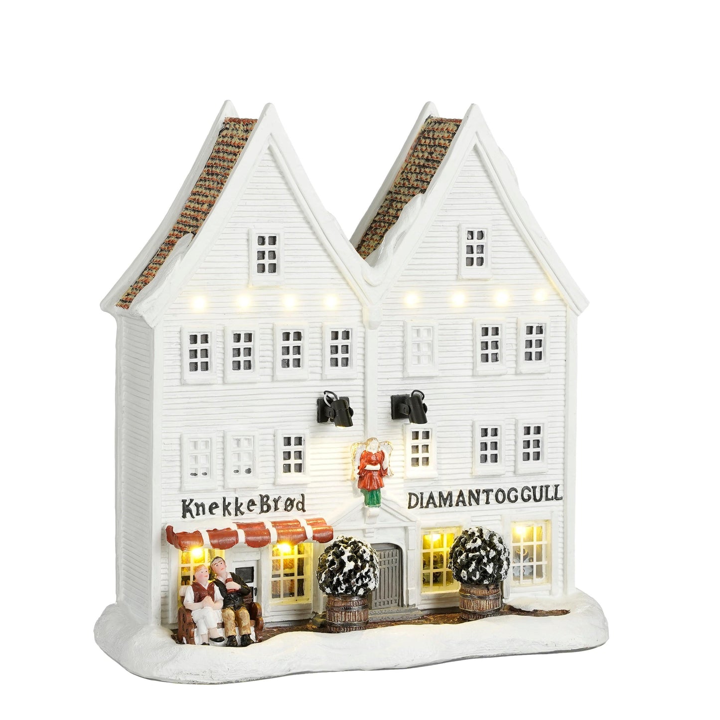 Bryggen i bergen hvitt hus Luville Juleby Lemax
