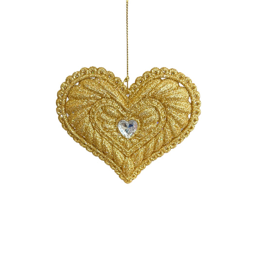 Hjerte med glitter og glassdiamant