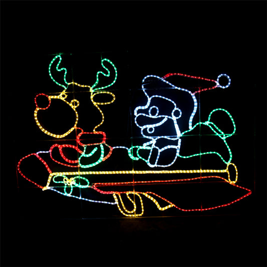 Julenissen i romskip med Rudolf - 200x140 - aluminiumsramme