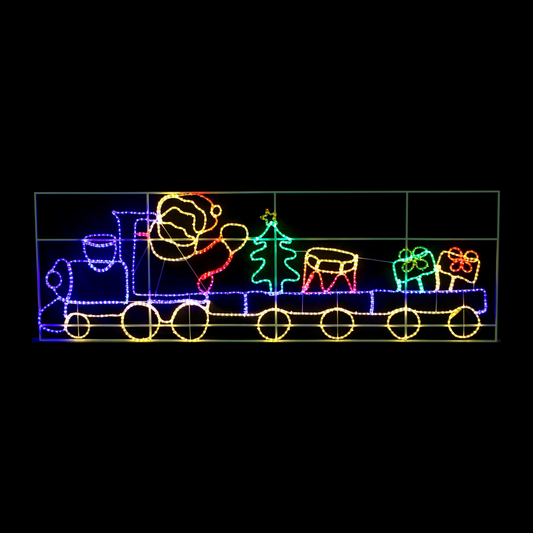 Julenissetog - 98x300cm - Stor LED-figur - aluminium