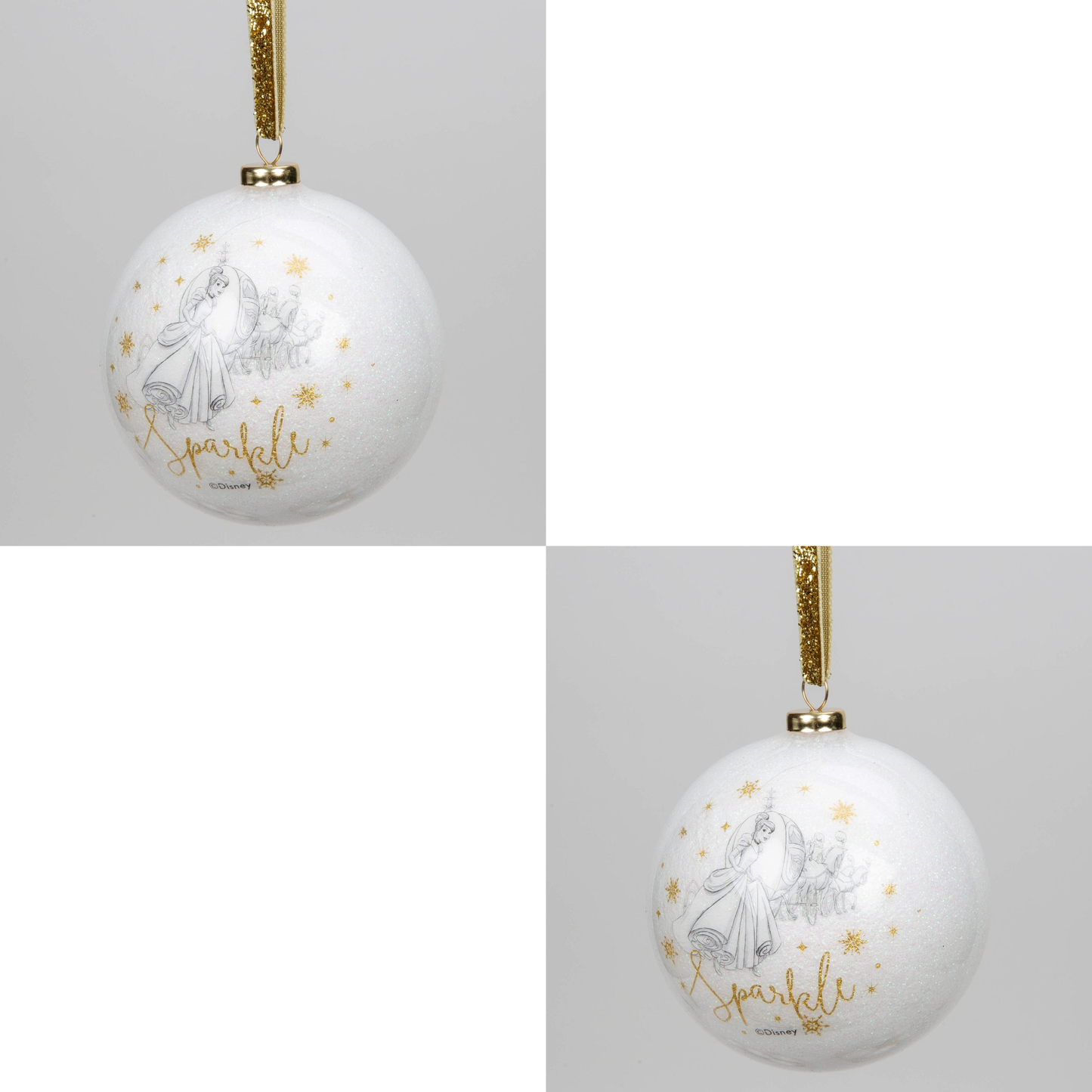 Disney julekule. Sett med 2 stk Askepott julekuler (8cm ) (b-vare)