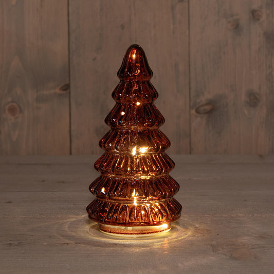 Glasslykt med LED på batteri - 9x18.5cm - Burgunder