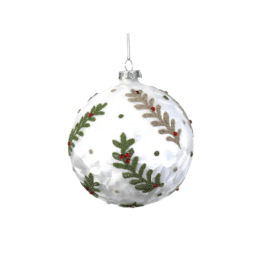 juletrepynt Julekule, hvit (8 cm)