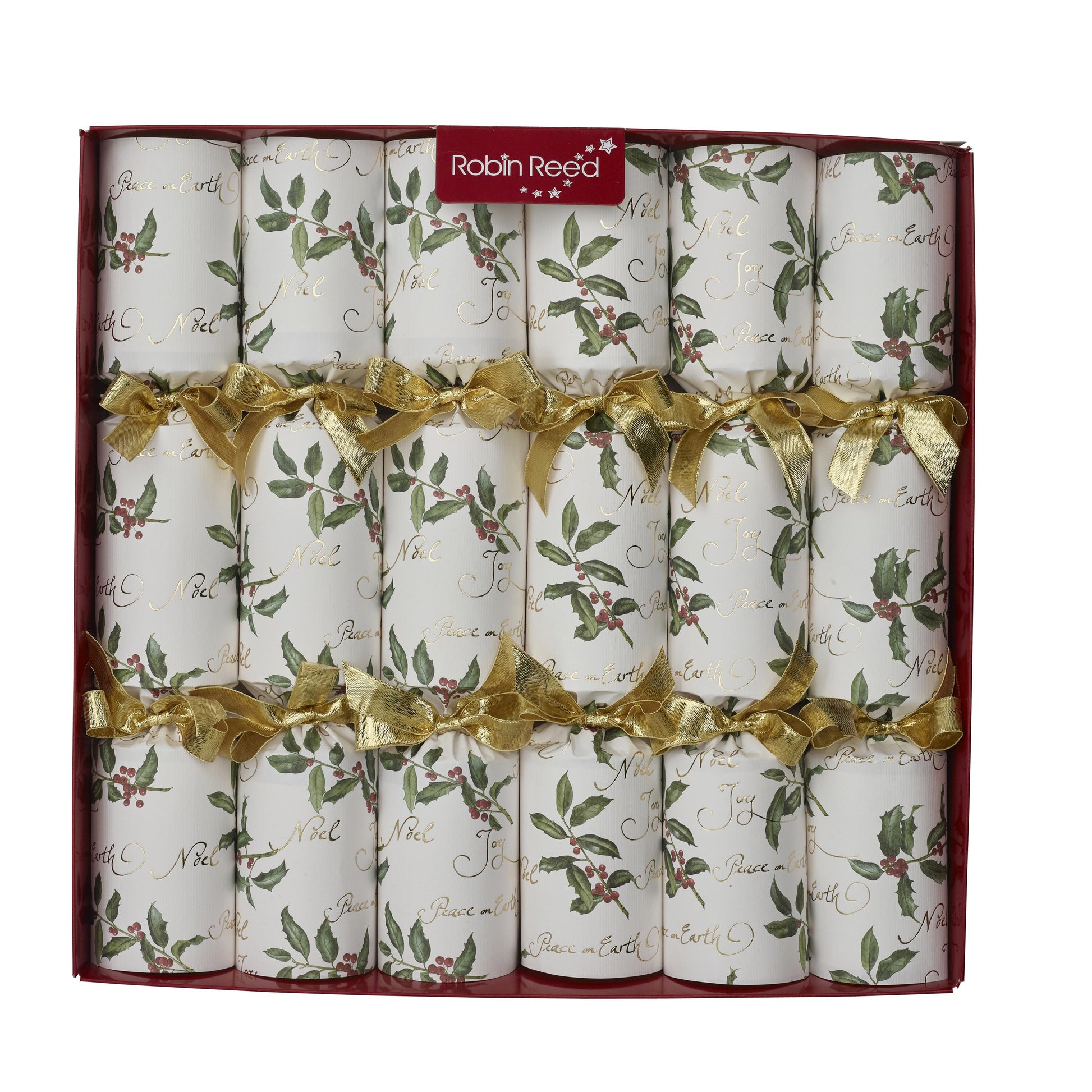 Elegante smellbonbon bordpynt. Hvit med gullsløyfe. Misteltein. Gavesett fra Knightsbridg. Robin Reed