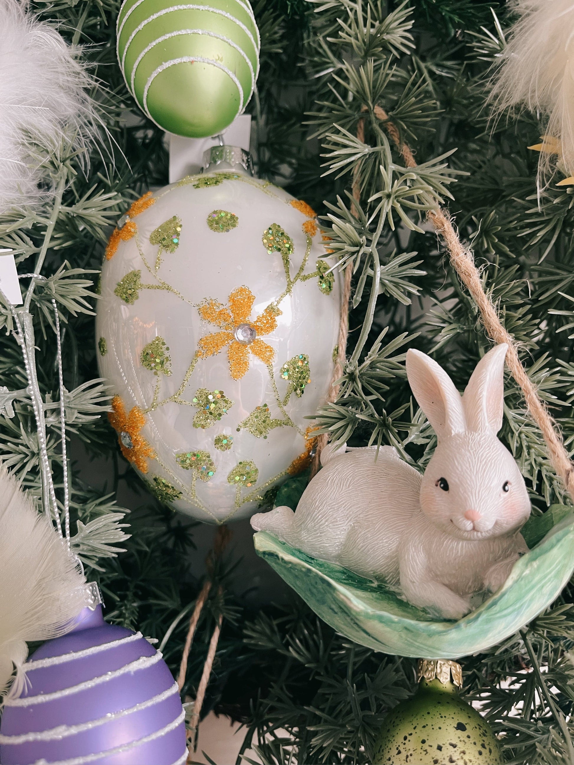 påske Gul Stort påskeegg m/ blomster, 1 stk (12cm)