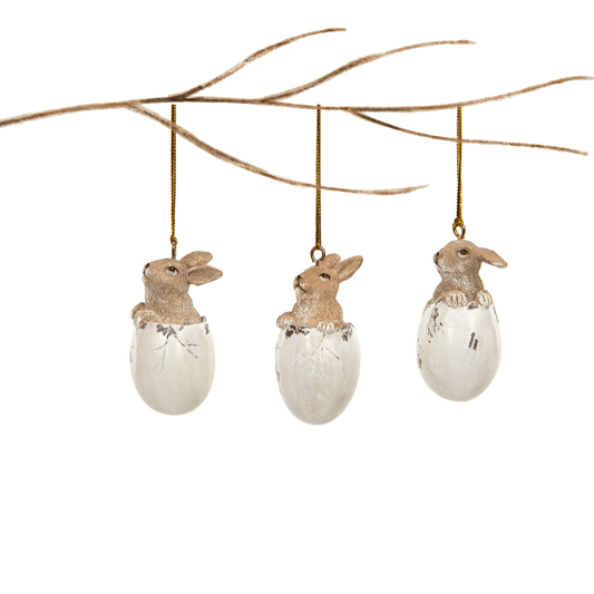påske Harepuser i egg, 3stk (6cm)