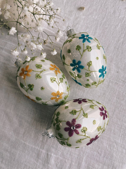 påske Stort påskeegg m/ blomster, 1 stk (12cm)