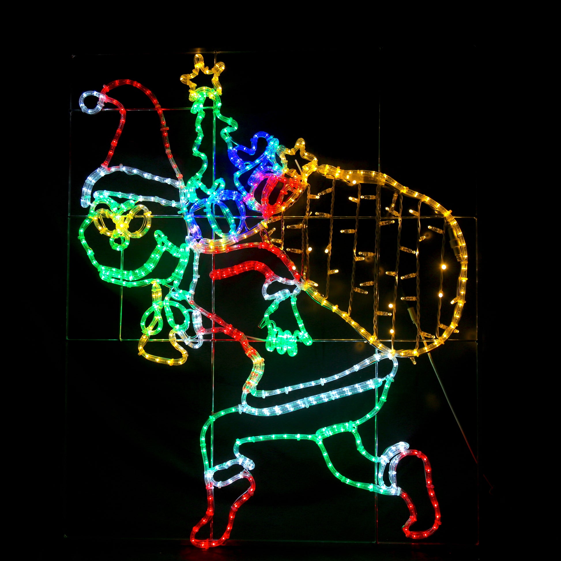 Utendør julelysfigur grinch og gaver