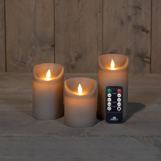 Taupe kubbelys på batteri - bevegelig LED flamme.