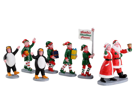 Figurer til juleby. Julenissen og alver