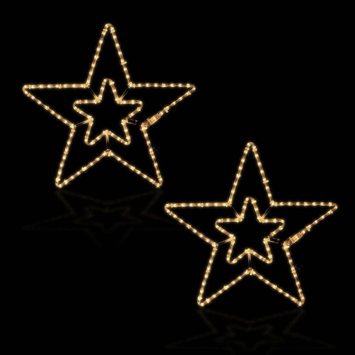 Varmhvit drøm - 2 stjerner, stjerneskudd og snøfnugg