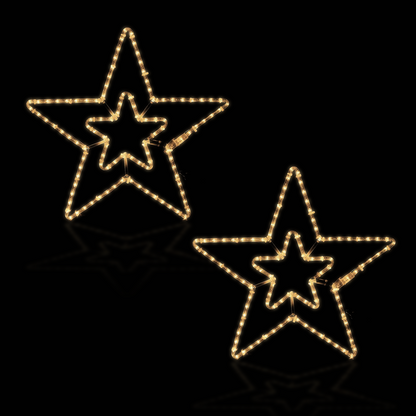 Varmhvit drøm - 2 stjerner, stjerneskudd og snøfnugg