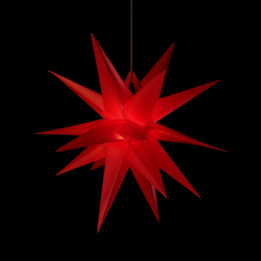 Rød stjerne med mange kanter - 3D - 55 cm