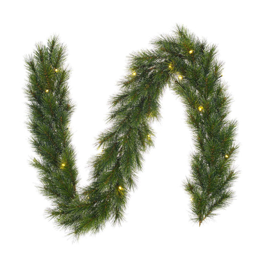 Girlander med lange barnåler - LED - 270cm - grønn - Julelysbutikken.no